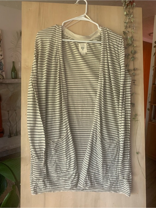Billabong Sweaters - Billabong Womens Knit Black & Cream Striped Cardigan size small